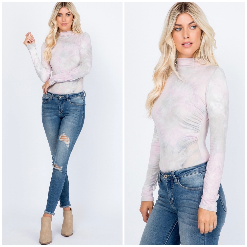 FEW LEFT❗️Le Lis Nordstrom Tie-dye Mock Neck Long Sleeves Bodysuit